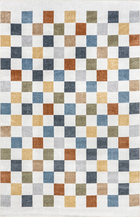 Colorful Checkered Washable Area Rug 160x230 cm