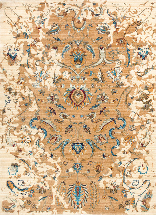 Colorful Floral Area Rug in Beige