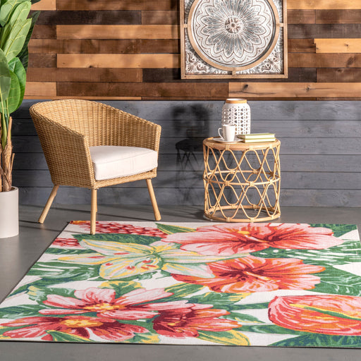 Colorful Floral Outdoor Indoor Rug 120x180 cm