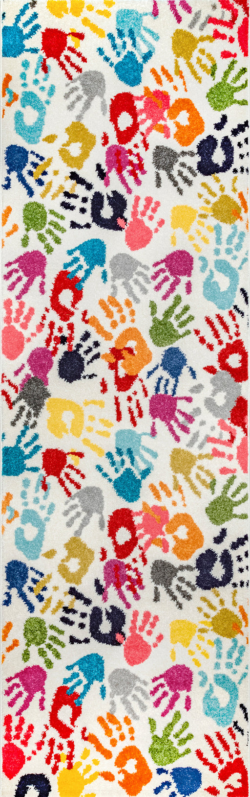 Colorful Handprint Area Rug for Kids Room 120 cm