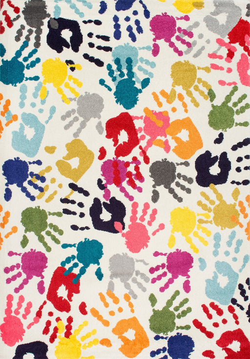 Colorful Handprint Area Rug for Nursery and Playroom