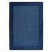 Colours Modern Plain Ribbed Contrast Smooth Border Hand-Woven Wool Navy Blue Rug 160 x 230 cm