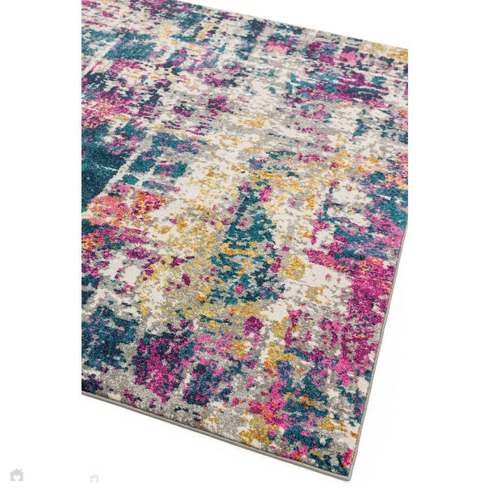 Colt CL01 Abstract Modern Abstract Durable Low Short Pile Multicolour/Pink/Yellow/Blue Rug