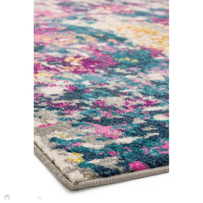 Colt CL01 Abstract Modern Abstract Durable Low Short Pile Multicolour/Pink/Yellow/Blue Rug