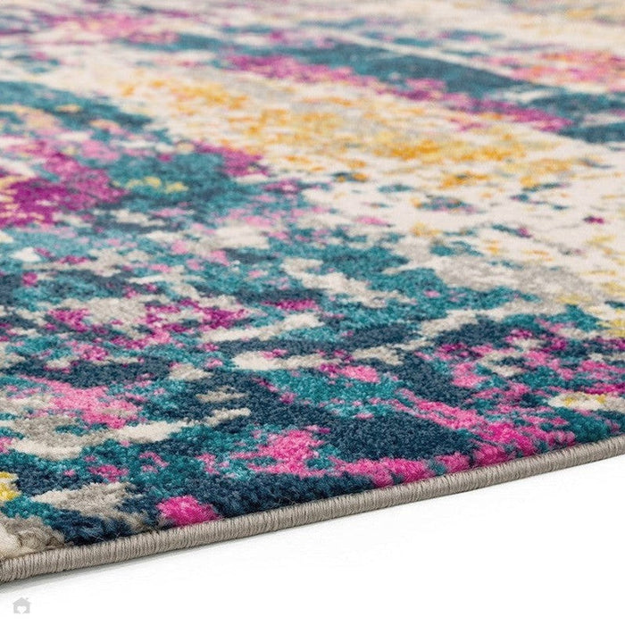 Colt CL01 Abstract Modern Abstract Durable Low Short Pile Multicolour/Pink/Yellow/Blue Rug