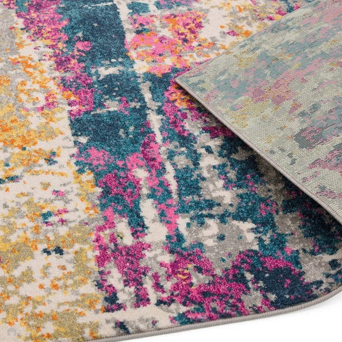 Colt CL01 Abstract Modern Abstract Durable Low Short Pile Multicolour/Pink/Yellow/Blue Rug