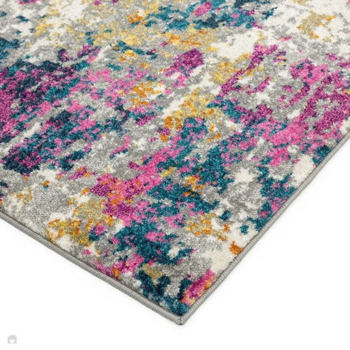 Colt CL01 Abstract Modern Abstract Durable Low Short Pile Multicolour/Pink/Yellow/Blue Rug