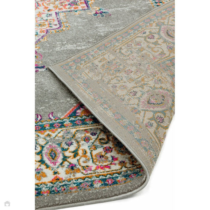 Colt CL02 Medallion Traditional Durable Low Short Pile Grey/Multicolour Rug