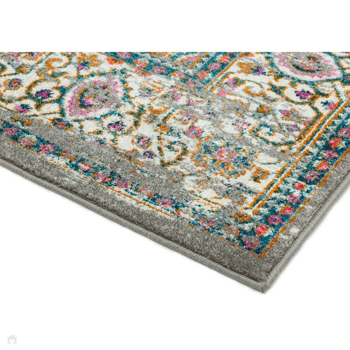 Colt CL02 Medallion Traditional Durable Low Short Pile Grey/Multicolour Rug