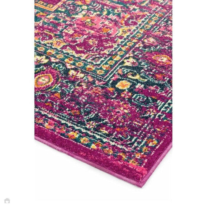 Colt CL04 Medallion Traditional Durable Low Short Pile Fuchsia Rug