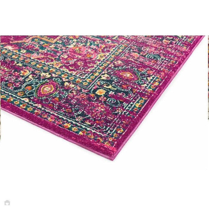 Colt CL04 Medallion Traditional Durable Low Short Pile Fuchsia Rug