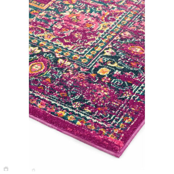 Colt CL04 Medallion Traditional Durable Low Short Pile Fuchsia Rug