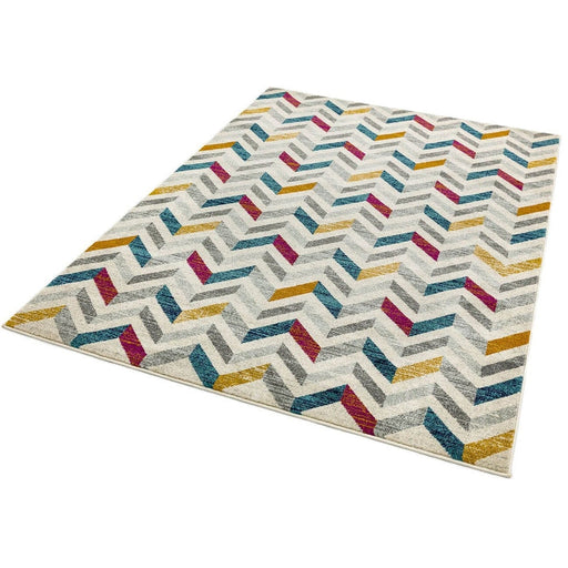 Colt CL06 Chevron Modern Geometric Durable Low Short Pile Multicolour Rug