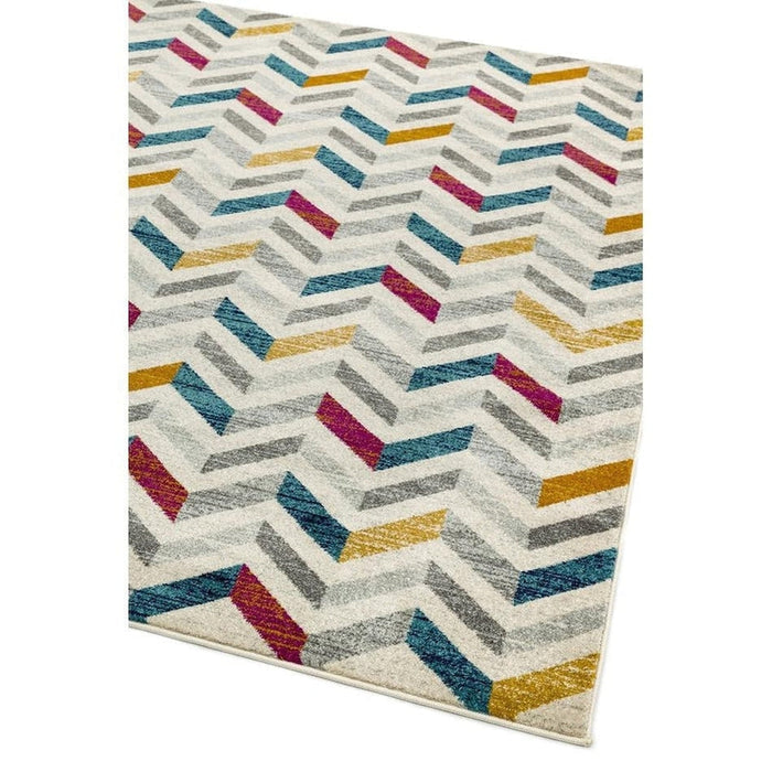 Colt CL06 Chevron Modern Geometric Durable Low Short Pile Multicolour Rug