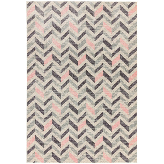 Colt CL09 Chevron Modern Geometric Durable Low Short Pile Pink Rug