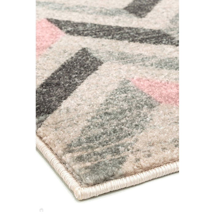 Colt CL09 Chevron Modern Geometric Durable Low Short Pile Pink Rug