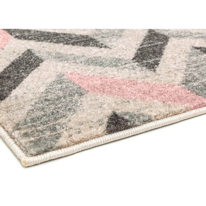 Colt CL09 Chevron Modern Geometric Durable Low Short Pile Pink Rug