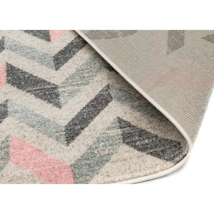 Colt CL09 Chevron Modern Geometric Durable Low Short Pile Pink Rug