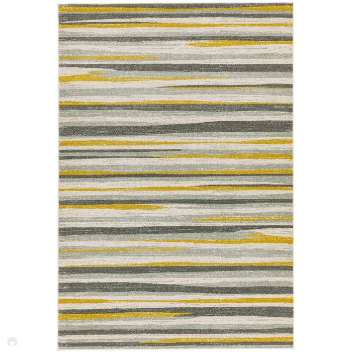 Colt CL10 Stripe Modern Striped Durable Low Short Pile Mustard Rug