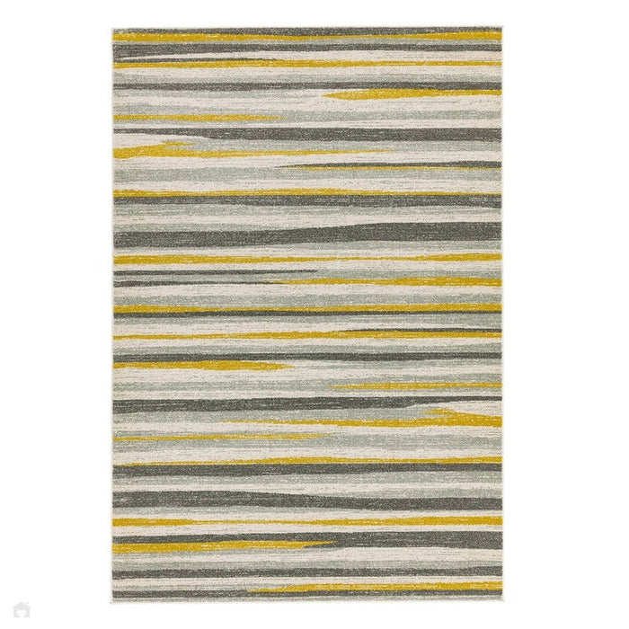 Colt CL10 Stripe Modern Striped Durable Low Short Pile Mustard Rug