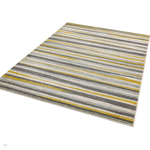 Colt CL10 Stripe Modern Striped Durable Low Short Pile Mustard Rug