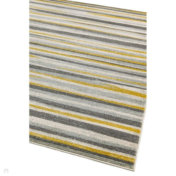 Colt CL10 Stripe Modern Striped Durable Low Short Pile Mustard Rug