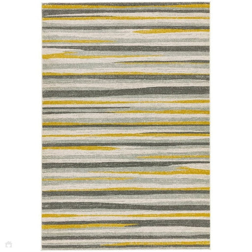 Colt CL10 Stripe Modern Striped Durable Low Short Pile Mustard Rug