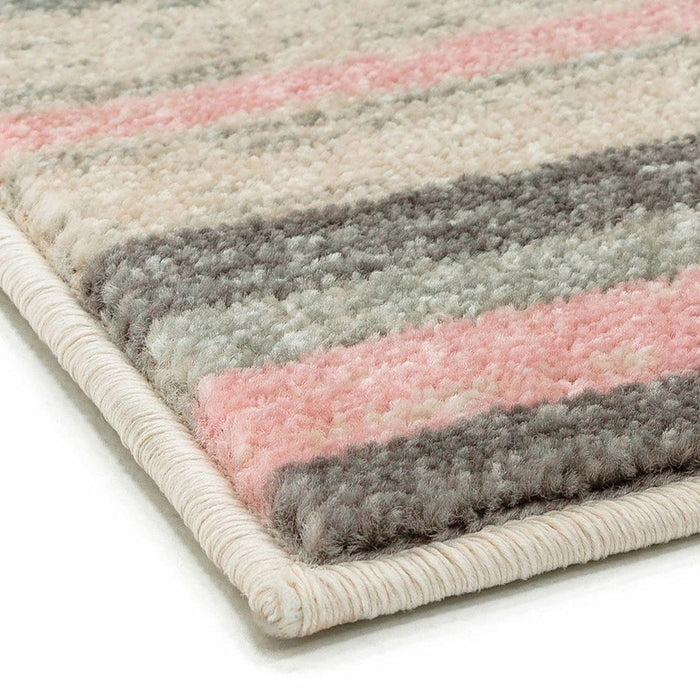 Colt CL11 Stripe Modern Striped Durable Low Short Pile Pink Rug