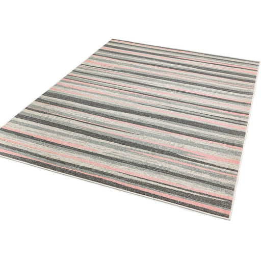 Colt CL11 Stripe Modern Striped Durable Low Short Pile Pink Rug