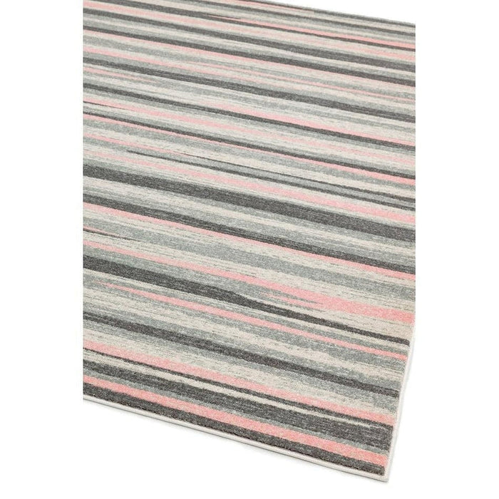 Colt CL11 Stripe Modern Striped Durable Low Short Pile Pink Rug