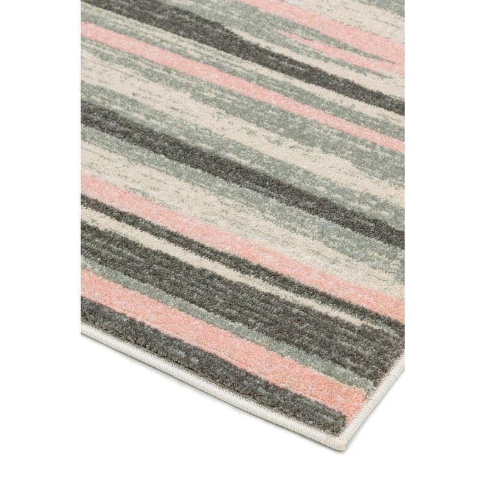 Colt CL11 Stripe Modern Striped Durable Low Short Pile Pink Rug