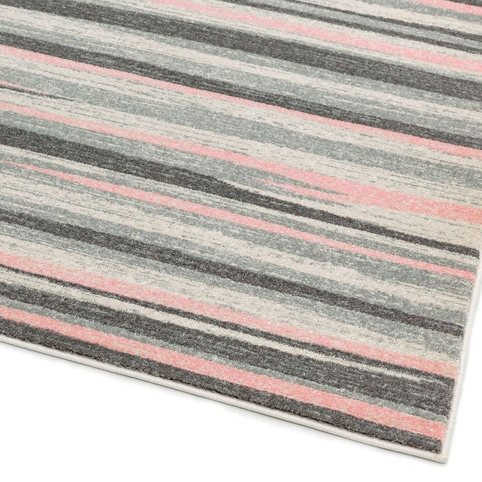 Colt CL11 Stripe Modern Striped Durable Low Short Pile Pink Rug