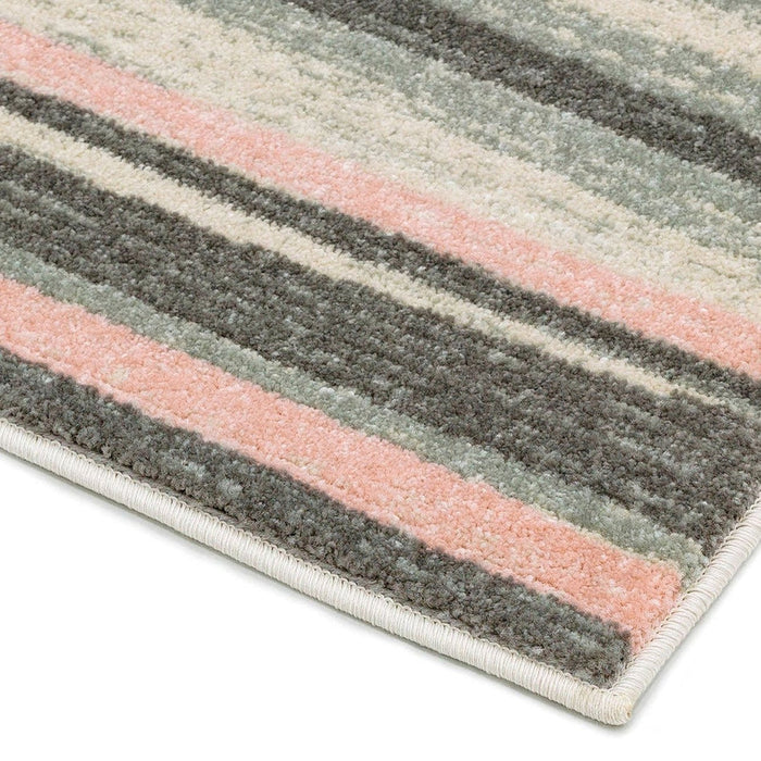 Colt CL11 Stripe Modern Striped Durable Low Short Pile Pink Rug