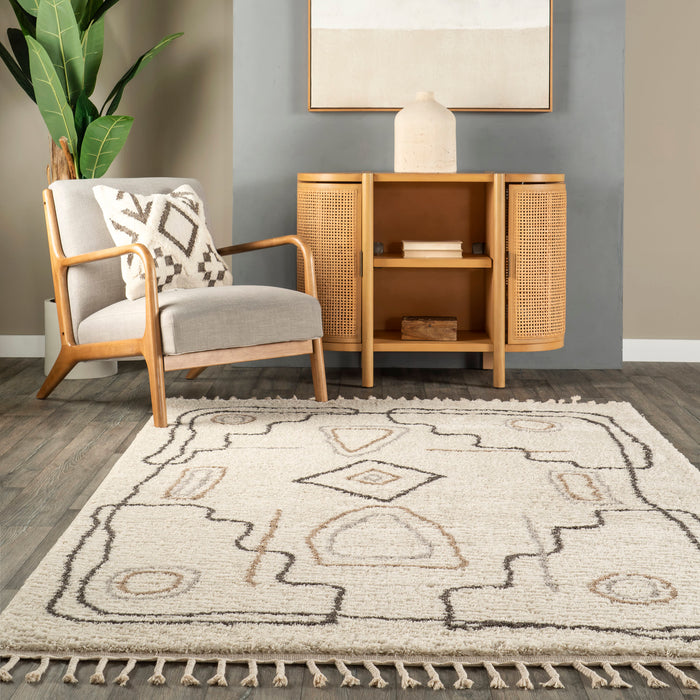 Contemporary Beige Abstract Shapes Area Rug for Any Room