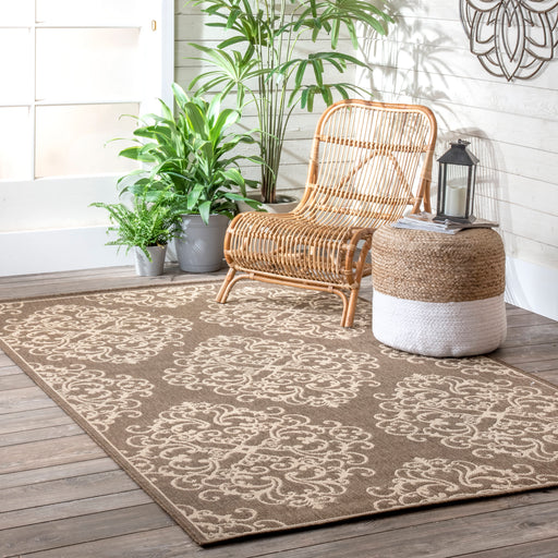 Contemporary Beige Indoor Outdoor Area Rug 5x7 Feet