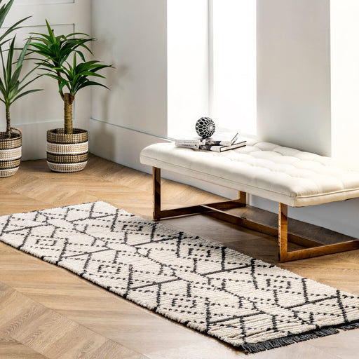 Contemporary Beige Tasseled Area Rug in Multiple Sizes