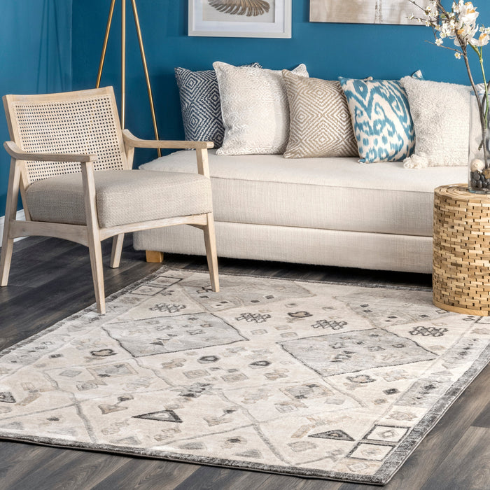 Contemporary Beige Tribal Area Rug for Stylish Home Décor