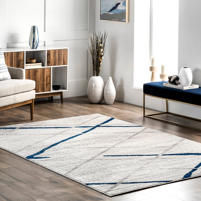 Contemporary Blue Grey Lattice Area Rug 160x230 cm