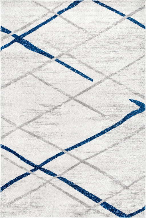 Contemporary Blue Grey Lattice Area Rug 160x230 cm