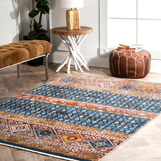 Contemporary Blue Striped Area Rug 120x180 cm