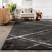 Contemporary Charcoal Area Rug with Lattice Design