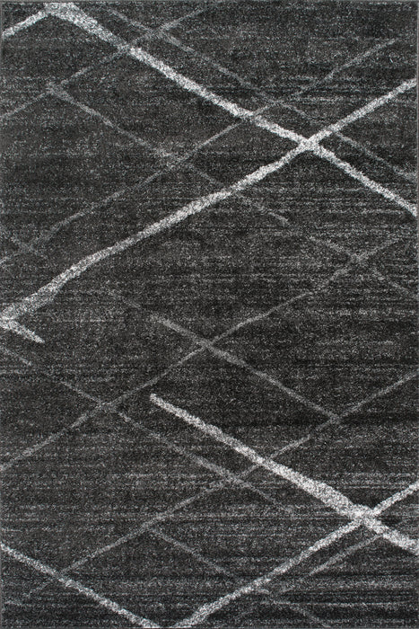 Contemporary Charcoal Area Rug with Lattice Design
