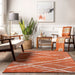 Contemporary Dark Orange Area Rug With Lattice Design