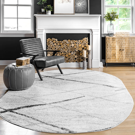 Contemporary Grey Area Rug With Lattice Design