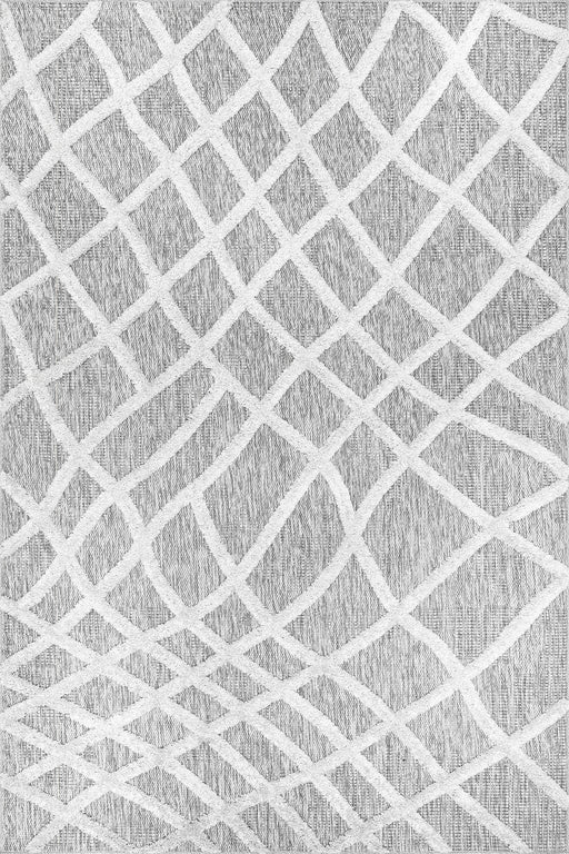 Contemporary Grey Fishnet Trellis Area Rug 120x180 cm