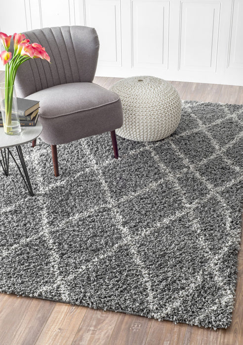 Contemporary Grey Shag Rug For Living Room Decor