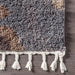 Contemporary Grey Shag Rug with Tassels for Any Room