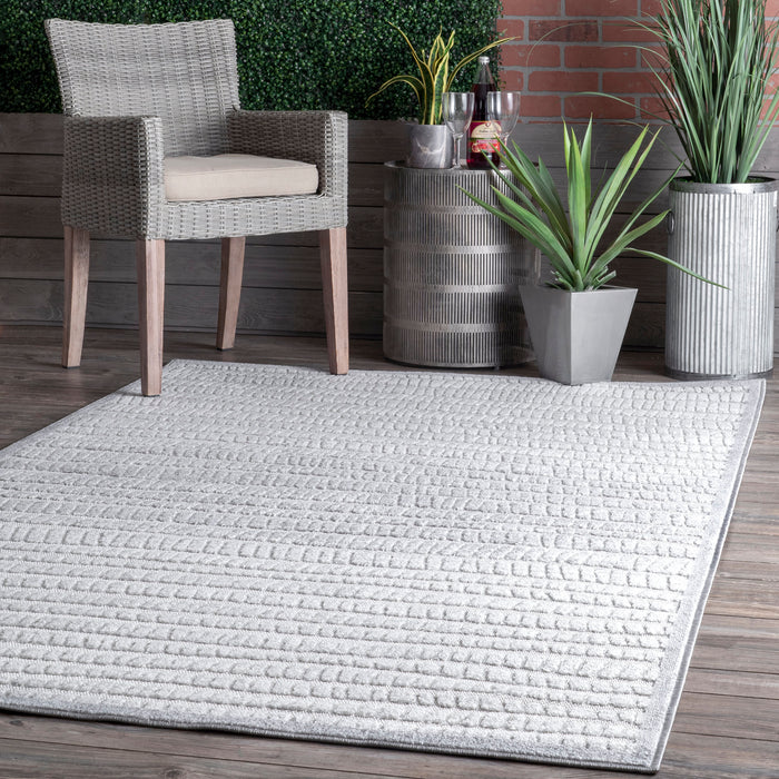 Contemporary Grey Striped Indoor Outdoor Area Rug 120x180 cm