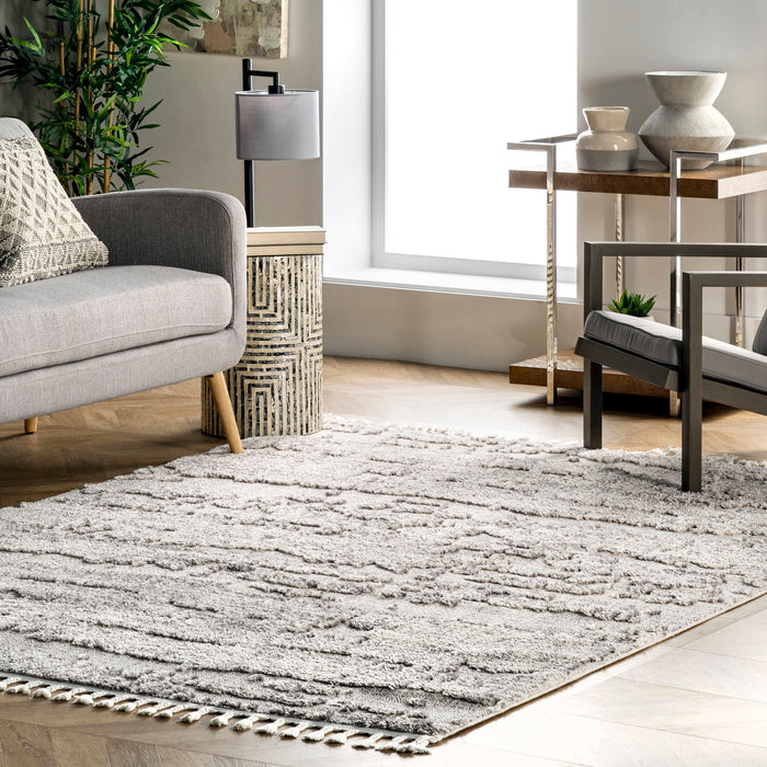 Contemporary Grey Tasseled Area Rug for Stylish Spaces