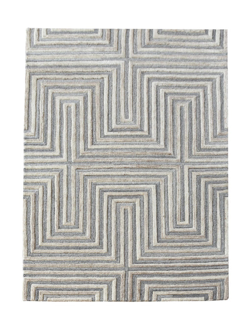 Contemporary Hand Woven Wool Rug With Maze Pattern